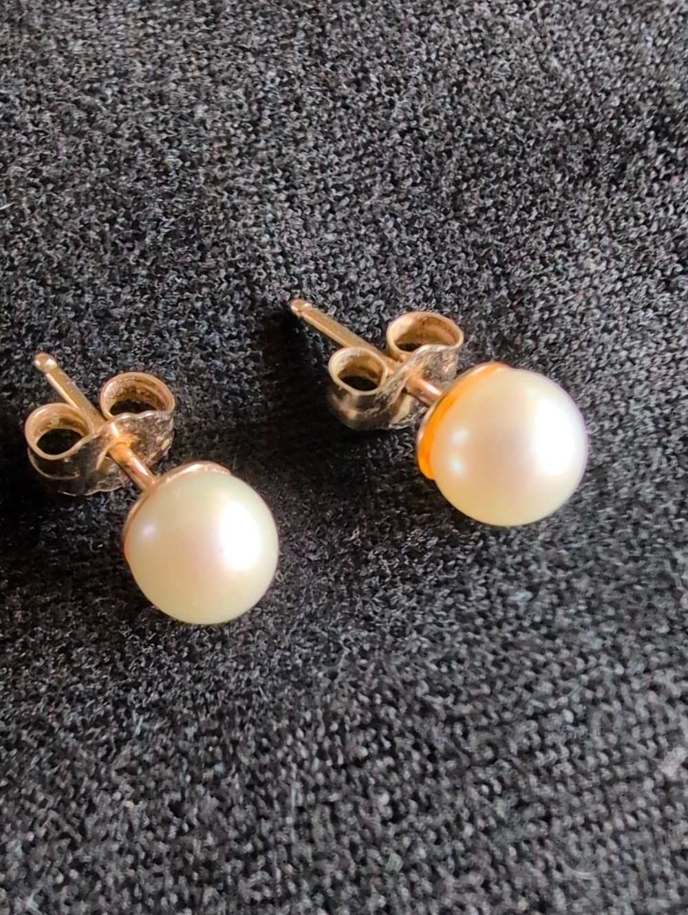 Classic Pearl Stud Earrings in Cream with  14k Gold Settings